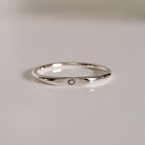 Sterling Silver Dainty Sun Ring, Thin Band, 925 Minimalist Sun Ring,Women Simple